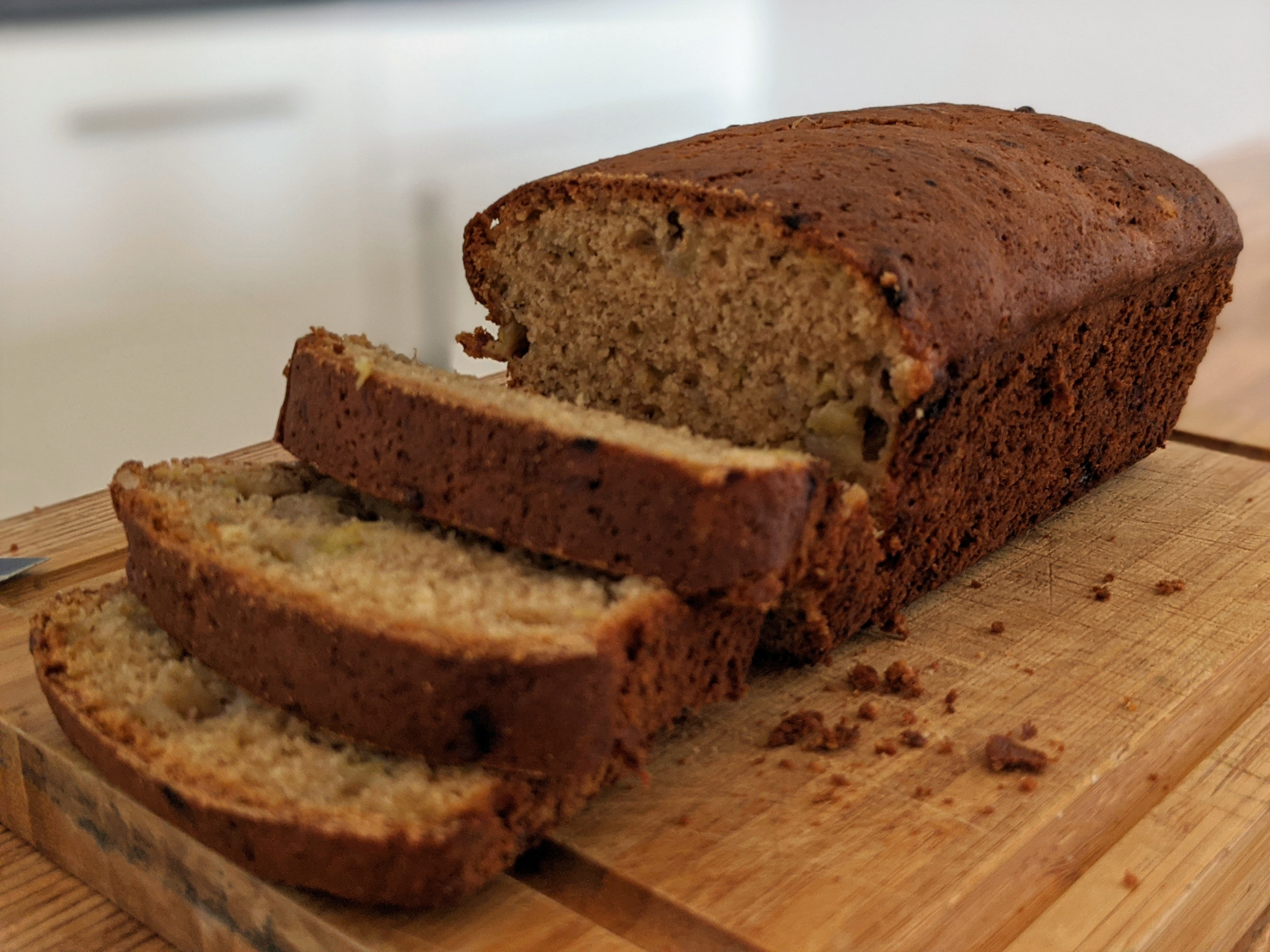 Homemade banana bread slices